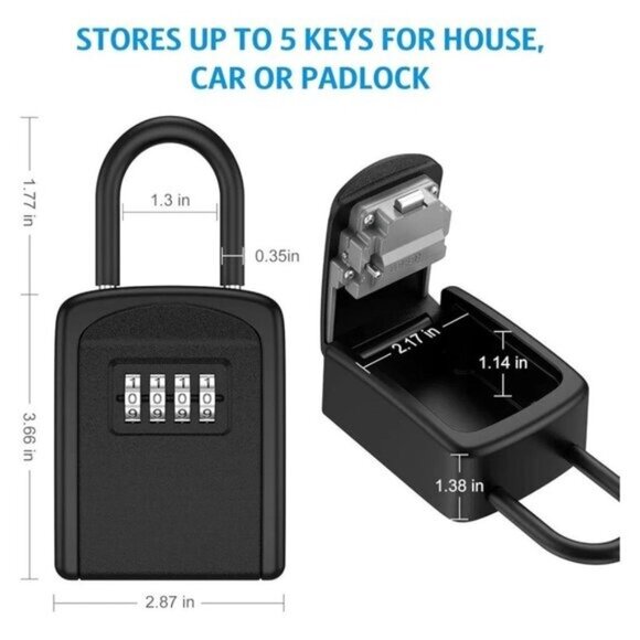 Resettable 4-Digit Combination Key Lock Box With Detachable Shackle -NEW - Picture 2 of 7